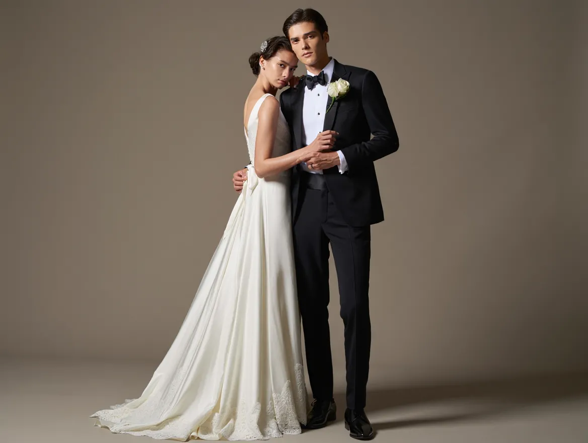 Elegant couple portrait in formal attire